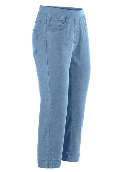 Caprijeans mit Strasssteinchenzier 