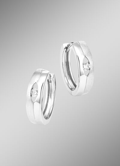 Klappcreolen aus Silber 925/- fein mit synth. Zirkonia 
