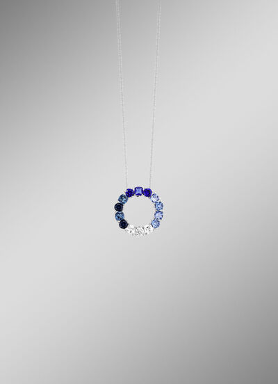 Anh&auml;nger mit synth. Zirkonia in Wei&szlig; und Blaut&ouml;nen 