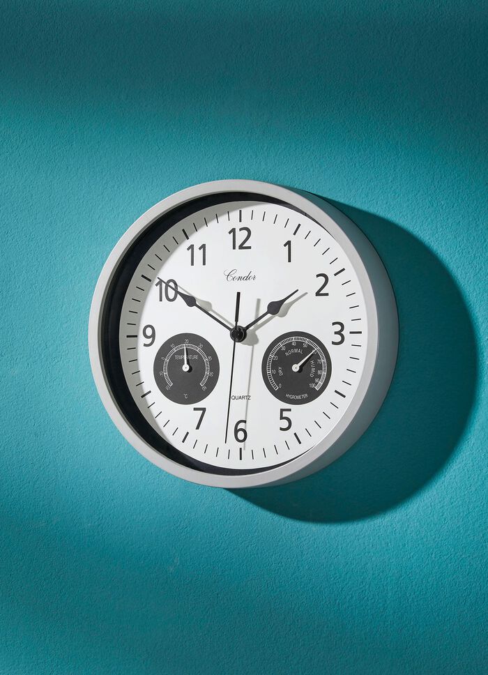 Wanduhr mit Thermometer und Hygrometer 