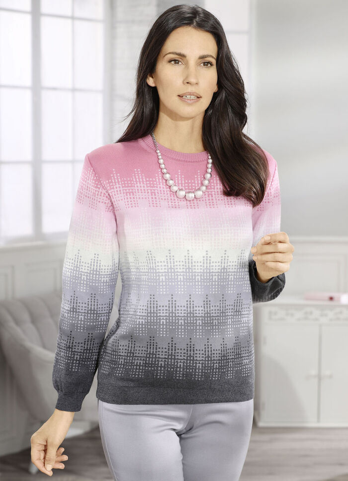 Pullover in Jacquard-Dessin ROSÉ-WEISS-GRAU
