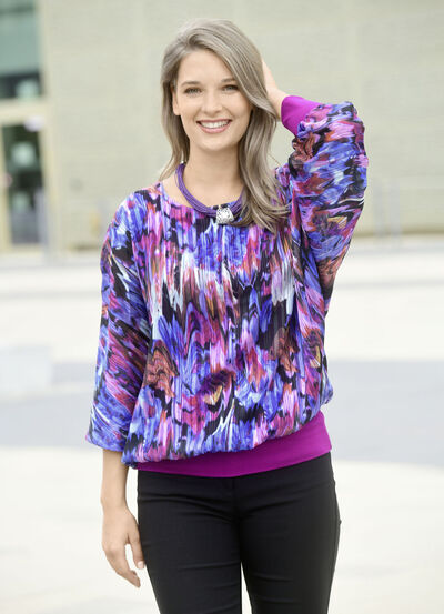 Poncho-Tunika mit eingearbeitetem Top 