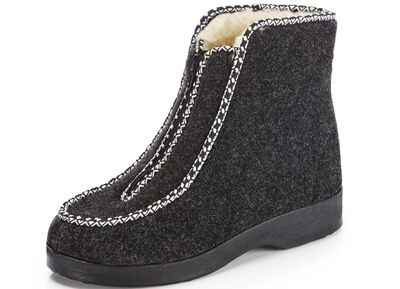 Warme Damen-Hausschuhe, Weite H, mit Rei&szlig;verschluss 