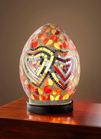 Tischleuchte mit Mosaik aus Glasst&uuml;cken 