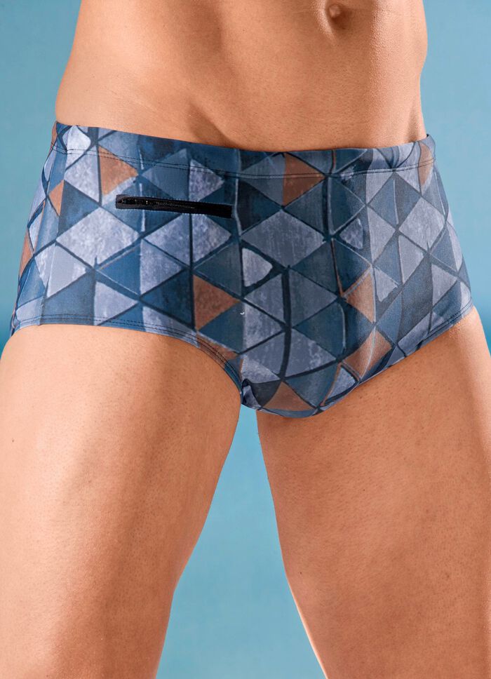 Badehose in h&ouml;herer Slipform mit Rei&szlig;verschlusstasche 