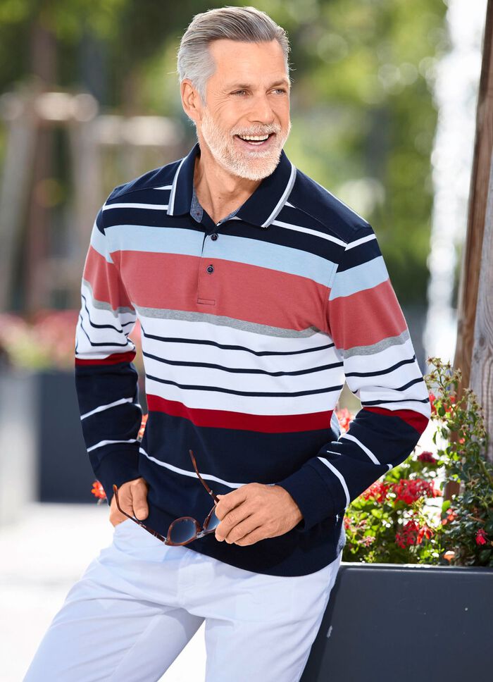 Poloshirt mit elastischen B&uuml;ndchen-Abschl&uuml;ssen 