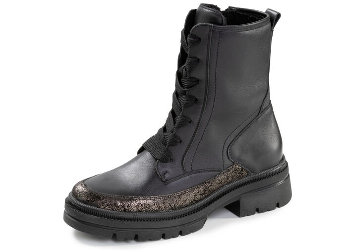 Waldläufer, bequeme Damen-Stiefeletten, Winterschuhe, Weite H, mit herausnehmbarem Fußbett SCHWARZ