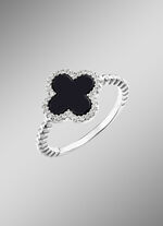 Damenring aus Silber mit Onyx und Zirkonia 