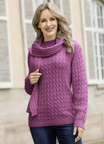 Pullover mit Schal in weicher Qualität BEERE