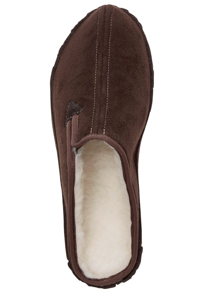 Atmungsaktive Herren-Hausschuhe, mit Schurwolle BRAUN