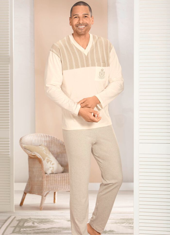 G&ouml;tting Schlafanzug mit V-Ausschnitt und Brusttasche 