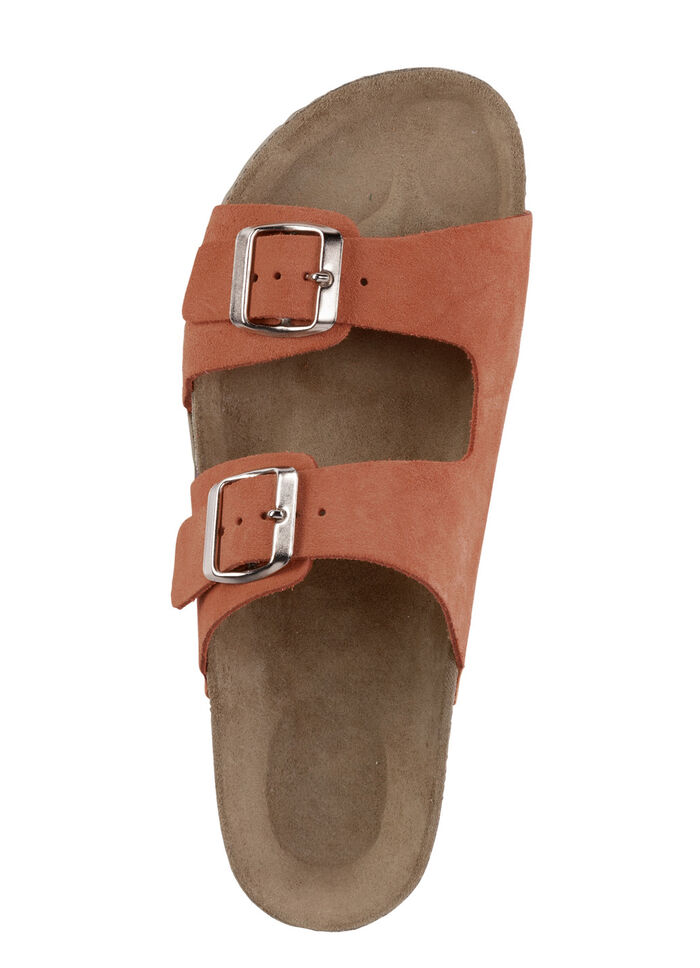 ELENA EDEN, klassische Damen-Pantoletten, Weite H, mit zwei verstellbaren Spangen ORANGE