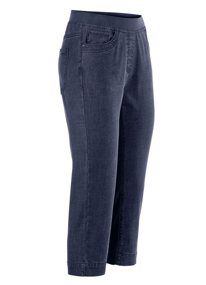 Caprijeans mit Strasssteinchenzier DUNKELBLAU