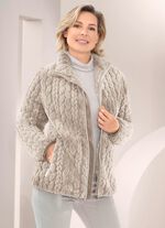 Fleecejacke mit Zopfmuster BEIGE