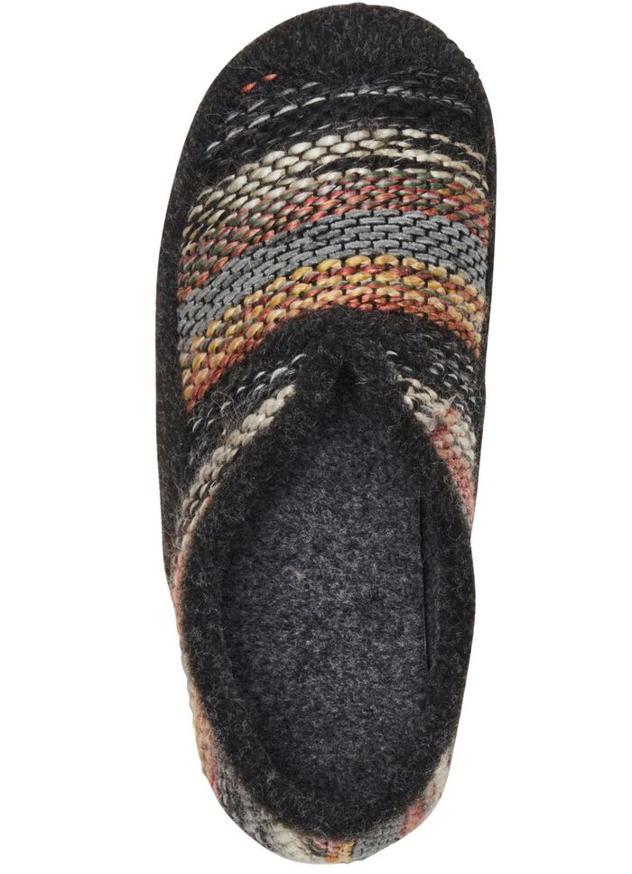 Laurina, bequeme Damen-Hausschuhe, Weite G, mit herausnehmbarem Fu&szlig;bett ANTHRAZIT-BUNT