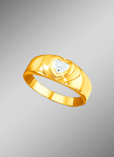 Herz-Damenring mit Diamant 