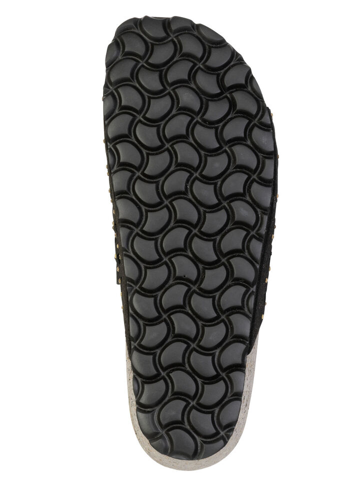 ELENA EDEN, leichte Damen-Pantoletten, Weite G, mit Lederfu&szlig;bett SCHWARZ