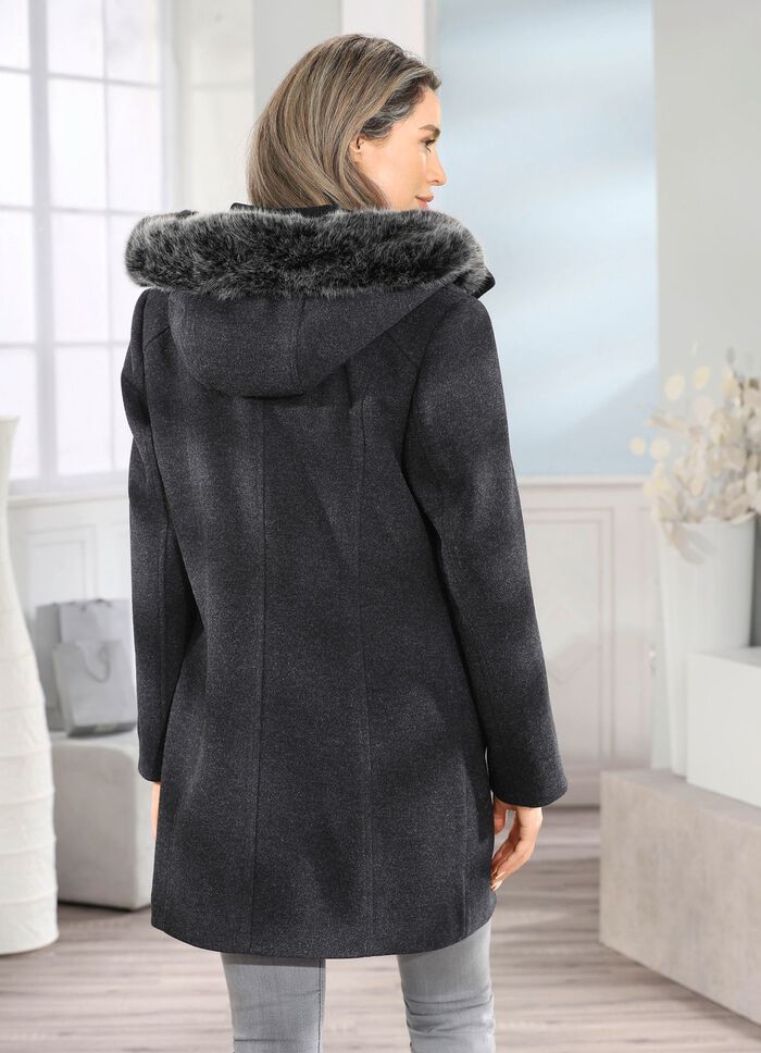 Longjacke mit abnehmbarer Kapuze 