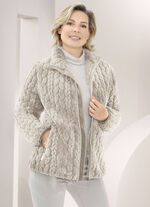 Fleecejacke mit Zopfmuster BEIGE