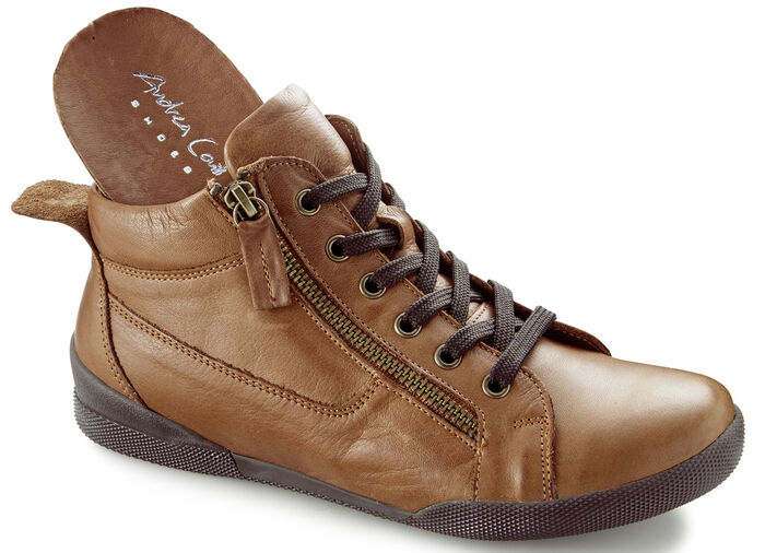 Andrea Conti, sportive Damen-Boots, mit herausnehmbarem Fußbett COGNAC