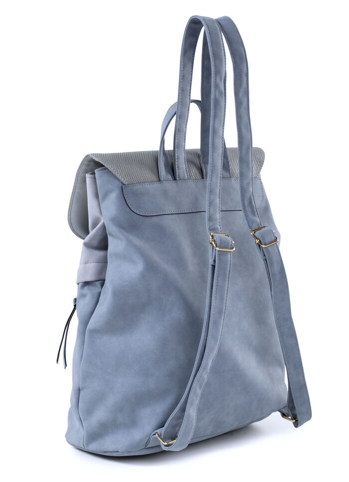 Rucksack mit Überschlag und Drehschloss JEANS-GRAU