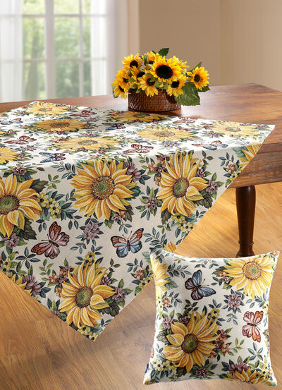 Tisch- und Raumdekoration mit Sonnenblumen-Dessin 