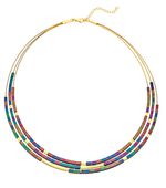 3-reihige Halskette mit echt buntem H&auml;matit 