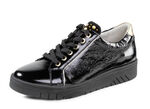 Waldläufer Schnürschuh aus weichem Knautschlackleder SCHWARZ-GOLD