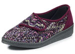 Klassische Damen-Hausschuhe, Weite H, mit Klettverschluss BORDEAUX-MULTICOLOR