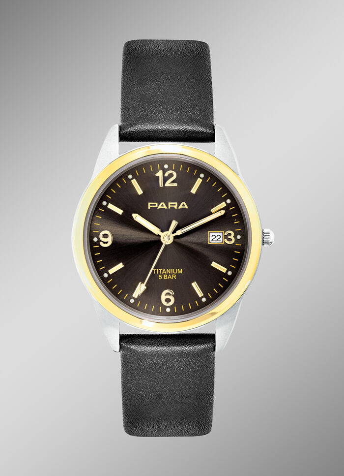 Para-Quartz-Partneruhren mit Lederband 