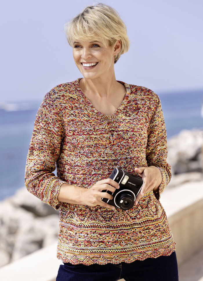 Pullover aus Melangegarn ROT-GELB-MULTICOLOR
