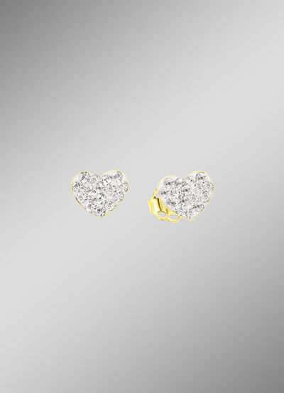 Herz-Ohrstecker mit Kristallen 
