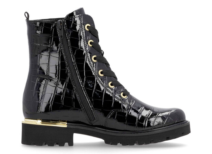 Remonte, stylische Damen-Stiefeletten, Winterschuhe, Weite G, mit herausnehmbarem Fußbett SCHWARZ-GOLD