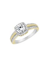 Damenring im Bicolor-Design mit synth. Zirkonia 