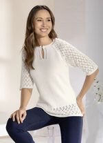 Pulli mit dekorativem Halsausschnitt ECRU