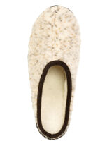 Pantoffel aus gesprenkeltem Wollplüsch BEIGE-BRAUN