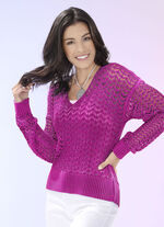 Pullover aus hochwertigem Glanzeffektgarn FUCHSIA MELIERT