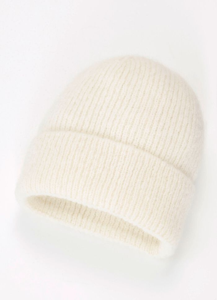 Modische Damen-Mütze, mit Umschlag WEISS