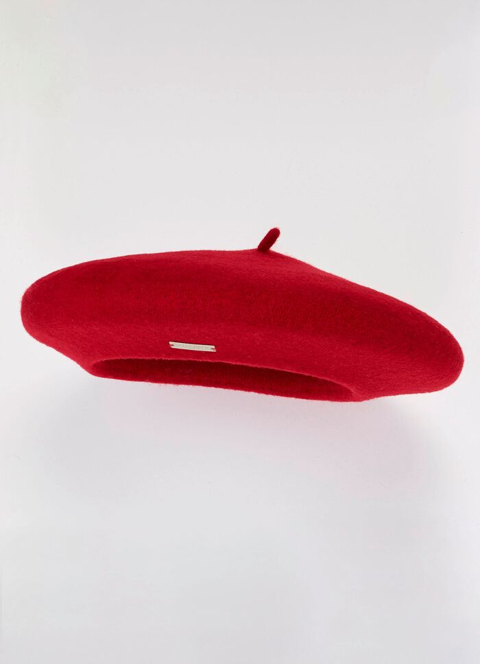 Seeberger, Damen-Baskenmütze, aus Schurwolle FEUERROT