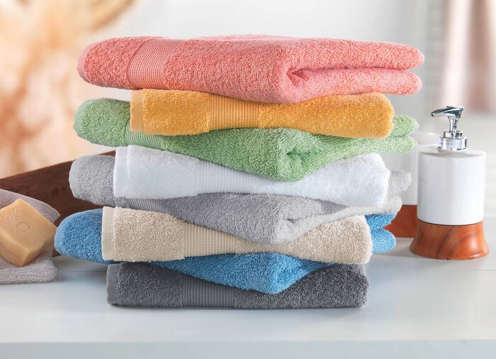 Kuschelige Frottier-Serie mit Bord&uuml;re ANTHRAZIT