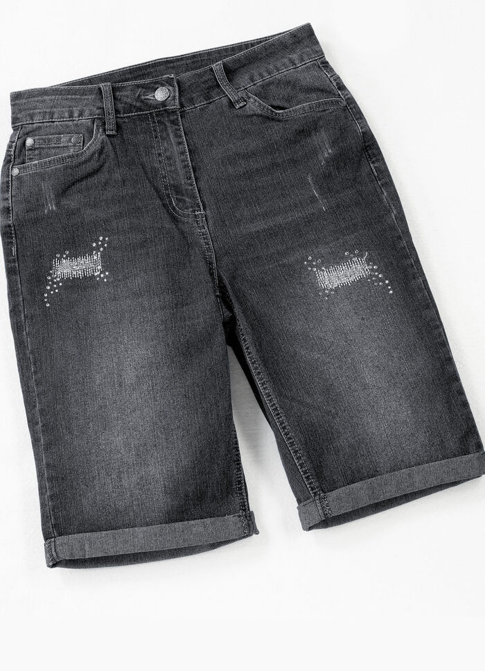 Jeans-Bermudas mit tollen Used-Effekten ANTHRAZIT