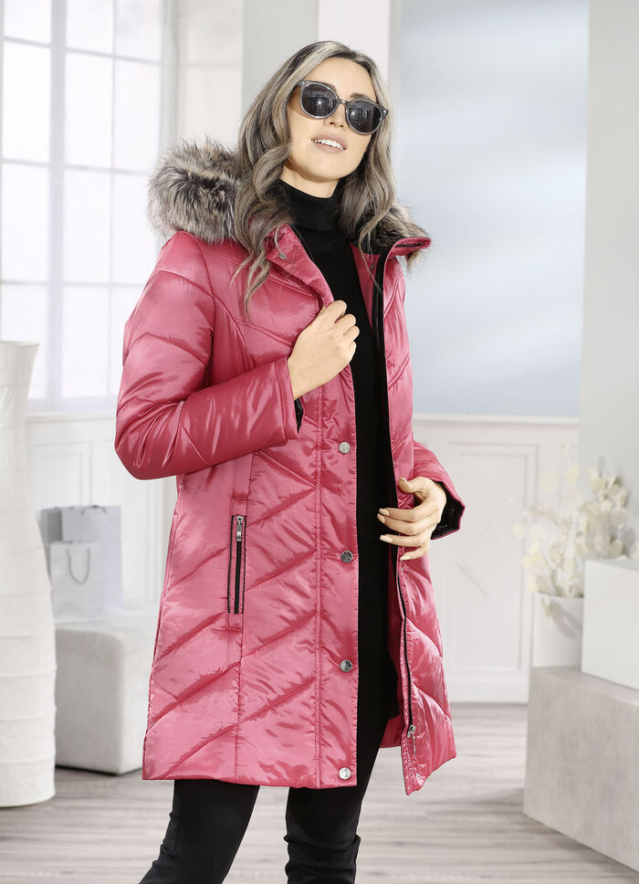 Longjacke mit umschlagbaren Ärmeln in Kontrast 