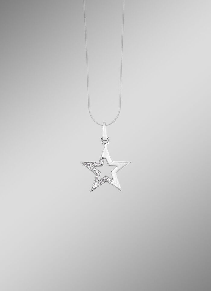 Mattierter Stern-Anh&auml;nger mit synth. Zirkonia 