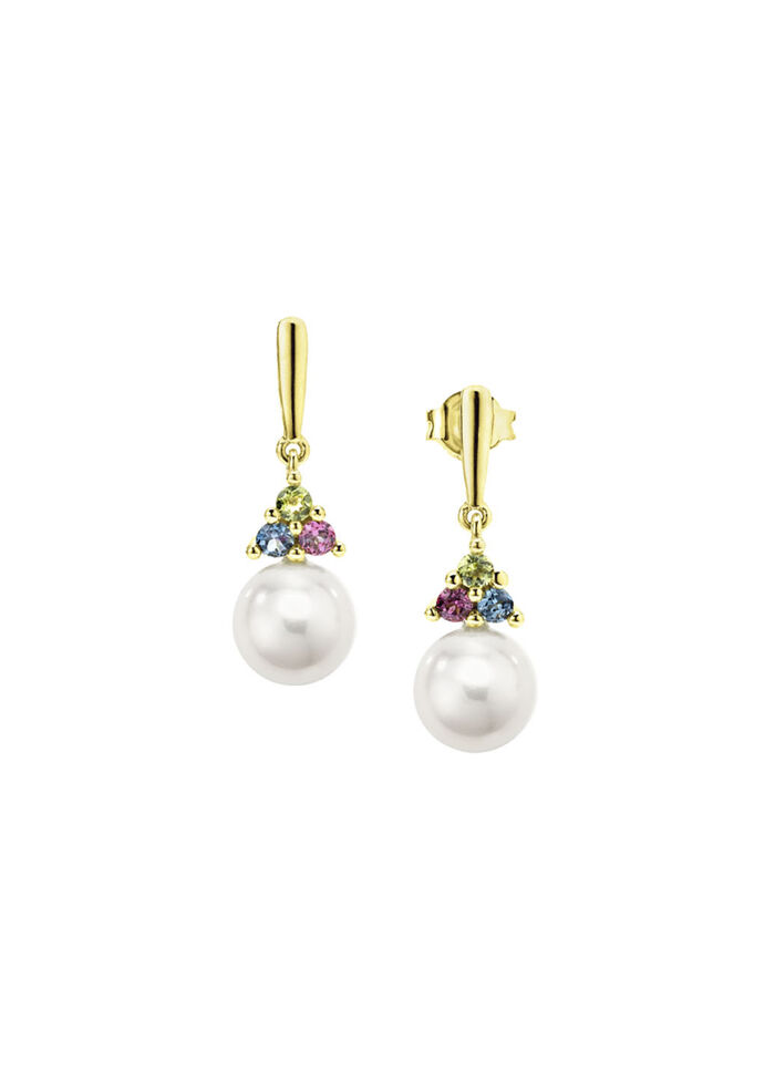 Exquisite Eleganz Ohrstecker mit Süßwasser-Zuchtperlen und Edelsteinen 