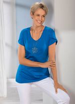 Shirt mit doppellagigen, kurzen Ärmeln in 3 Farben ROYALBLAU