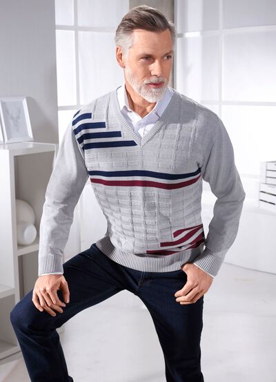Klassischer Pullover mit V-Ausschnitt in 3 Farben 