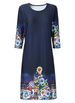 knielanges Nachthemd von Laurina mit Bord&uuml;rendruck 