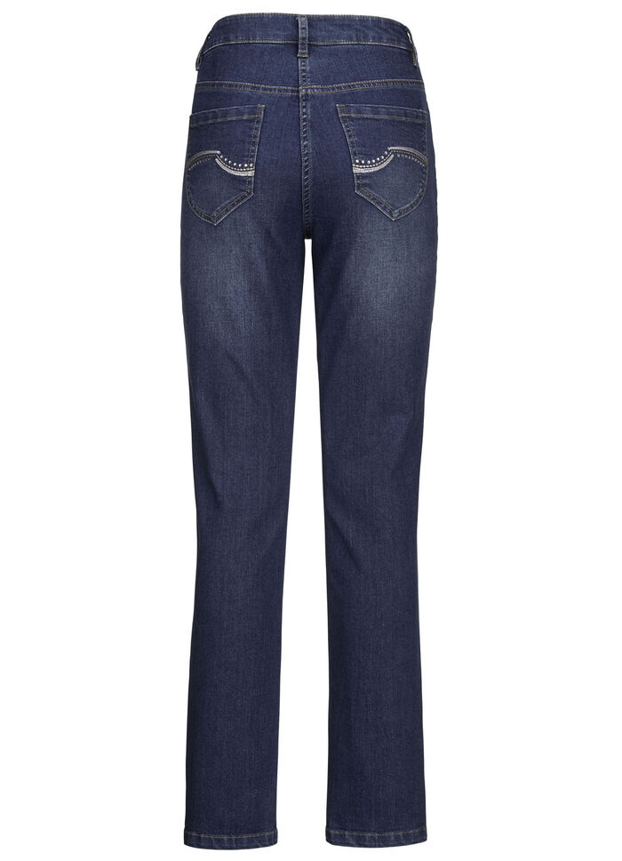 Jeans mit schönen Stickereien und funkelnden Strassteinen DUNKELBLAU