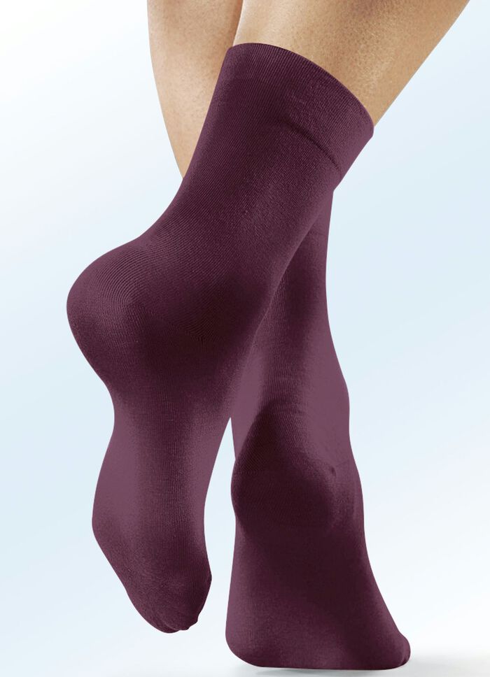 Rogo 4 Paar Socken mit extra weitem Schaft 2X BORDEAUX, 2X MARINE