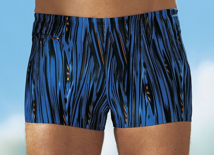 Schwab Badehose in höherer Kastenform mit Reißverschlusstasche ROYALBLAU-SCHWARZ